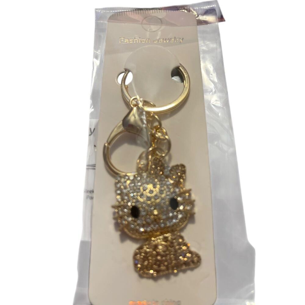 New Hello Kitty Style Pink Rhinestone Key Chain Handbag Charm